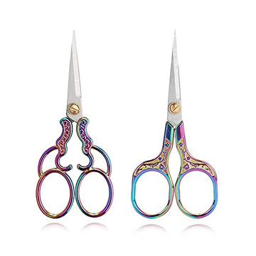 Jasni Embroidery Scissors Small Professional Stainless Steel Sewing Vintage Plum blossom handle Sharp Pointed for DIY tools Craft cutting Tailor Styling Thread Yarn Shears 2 Packs 5 Inches